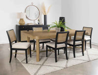 Arini 7-piece Extension Leaf Dining Table Set Sand Wash and Black - Home & Sleep Outlet
