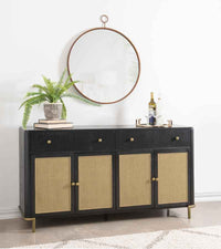 Arini 2-drawer Cane Door Dining Sideboard Server Black - Home & Sleep Outlet