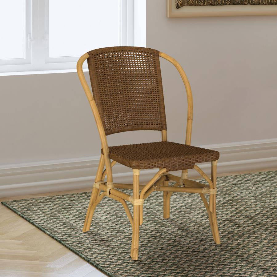 Home & Sleep Outlet - Lexley Woven Rattan Dining Side Chair Brown (Set of 2)