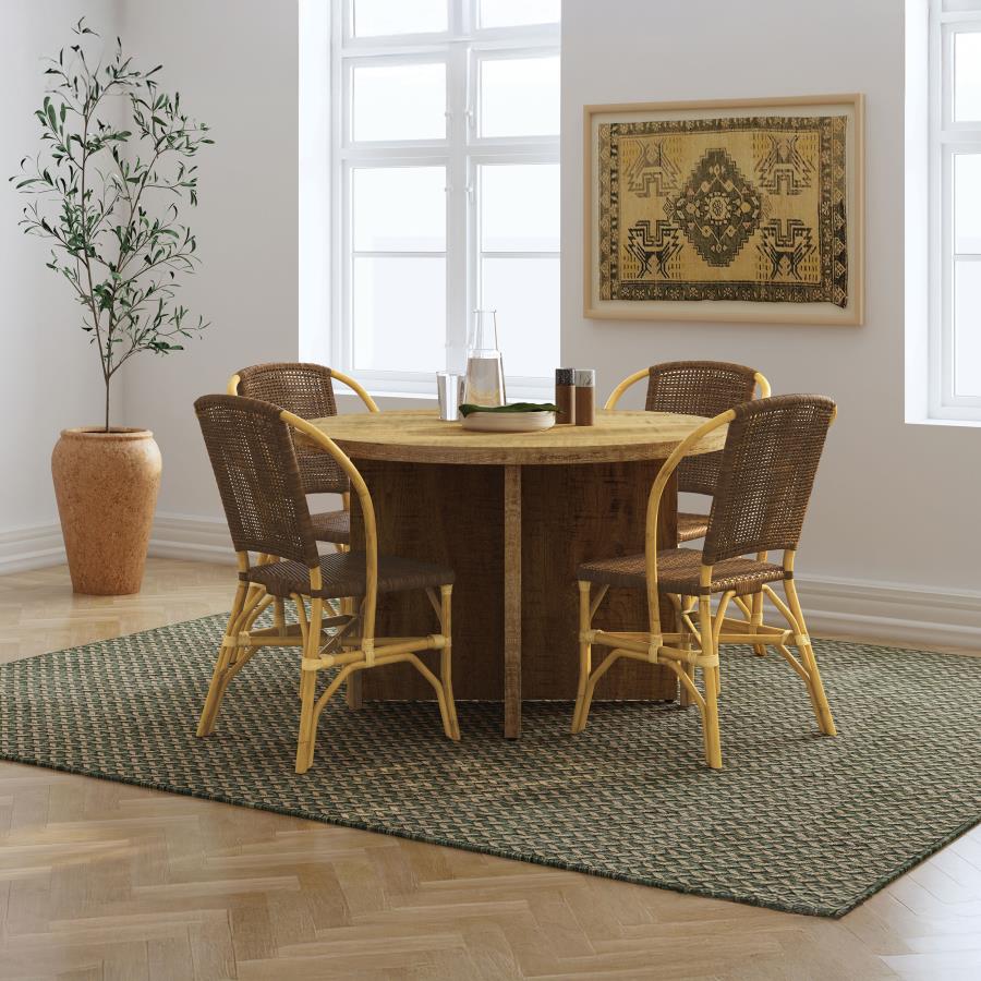 Home & Sleep Outlet - Lexley Woven Rattan Dining Side Chair Brown (Set of 2)