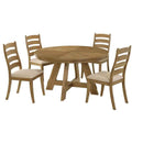 Danvers 5-piece Dining Table Set Brown Oak and Latte - Home & Sleep Outlet