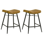Home & Sleep Outlet - Bayu Leather Upholstered Counter Stool Camel (Set of 2)