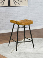 Home & Sleep Outlet - Bayu Leather Upholstered Counter Stool Camel (Set of 2)