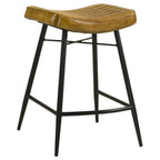 Home & Sleep Outlet - Bayu Leather Upholstered Counter Stool Camel (Set of 2)