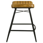 Home & Sleep Outlet - Bayu Leather Upholstered Counter Stool Camel (Set of 2)