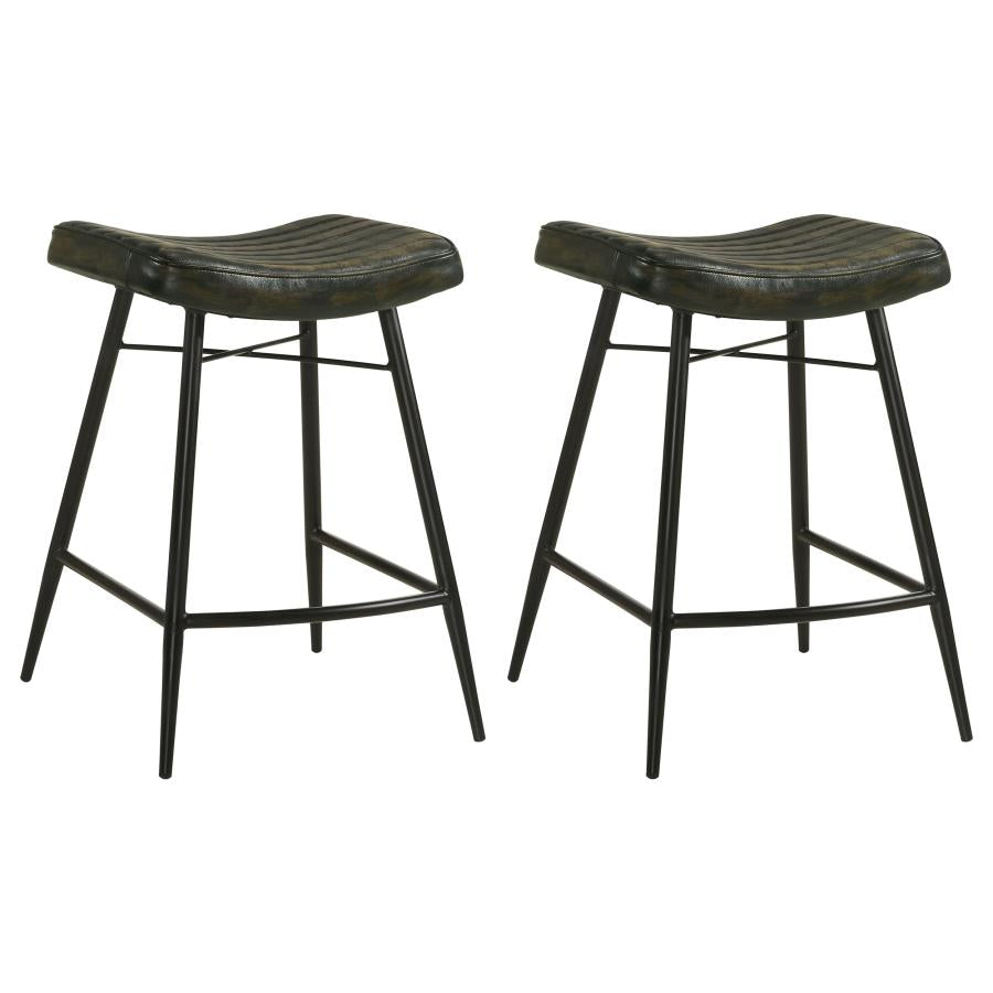 Home & Sleep Outlet - Bayu Leather Upholstered Counter Stool Espresso (Set of 2)