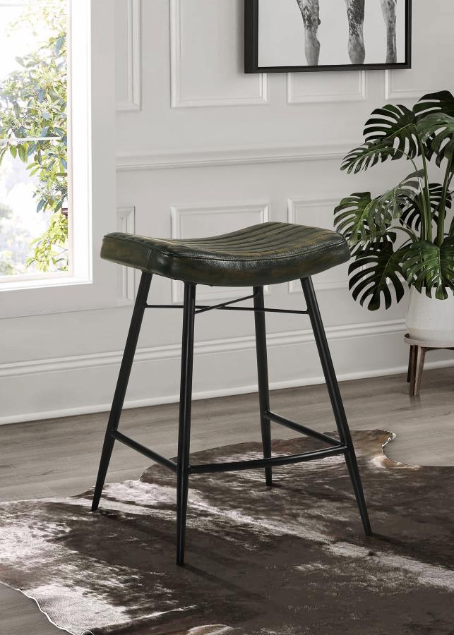 Home & Sleep Outlet - Bayu Leather Upholstered Counter Stool Espresso (Set of 2)