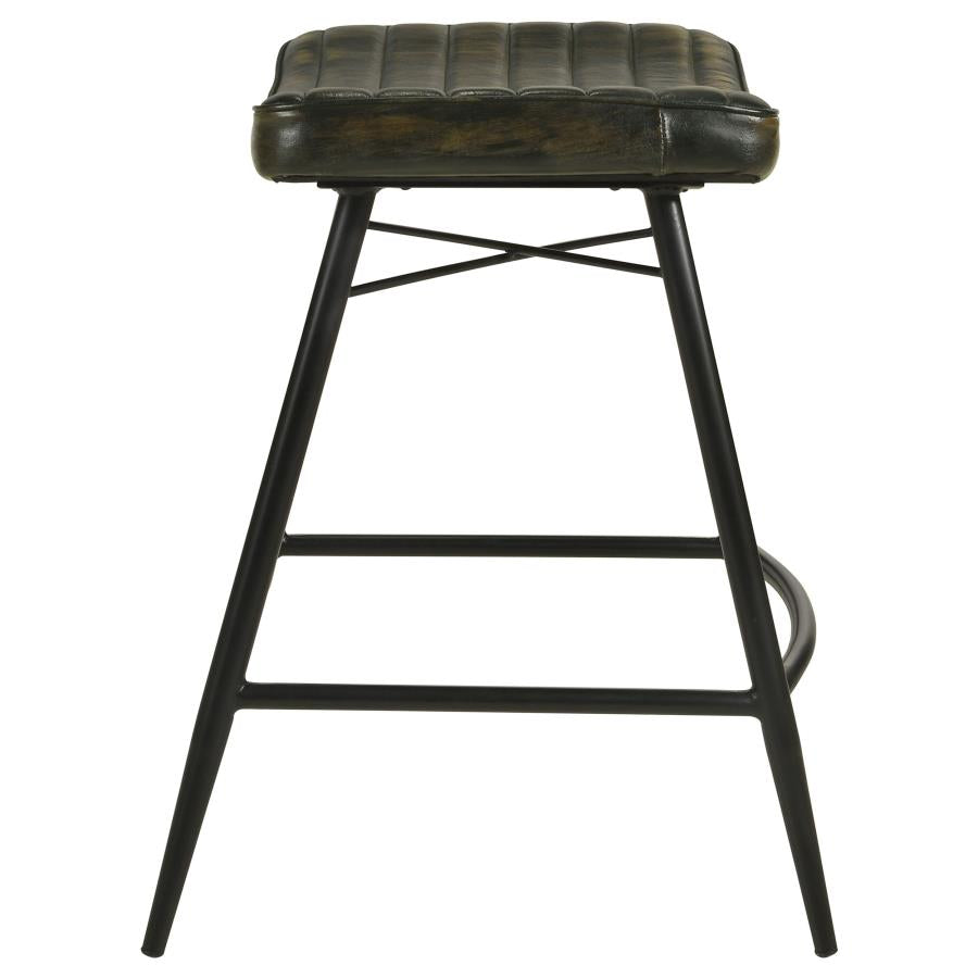 Home & Sleep Outlet - Bayu Leather Upholstered Counter Stool Espresso (Set of 2)
