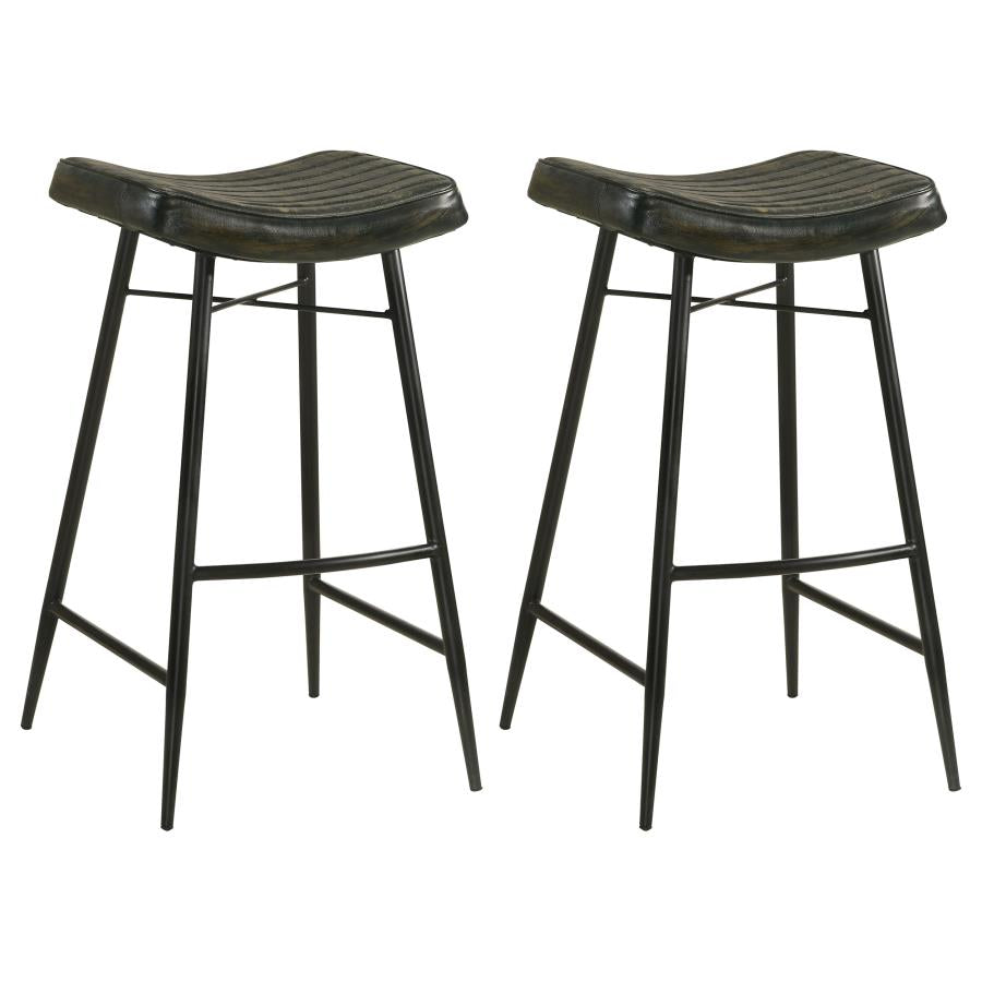 Home & Sleep Outlet - Bayu Leather Upholstered Bar Stool Espresso (Set of 2)
