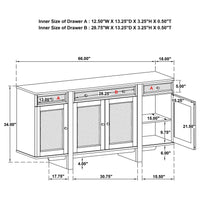 Kailani 4-door Cane Sideboard Buffet Cabinet Beige Oak