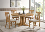 Home & Sleep Outlet - Hartville 5-piece Round Dining Table Set Natural Light Brown