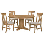Home & Sleep Outlet - Hartville 5-piece Round Dining Table Set Natural Light Brown
