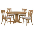 Hartville 5-piece Round Dining Table Set Natural Light Brown