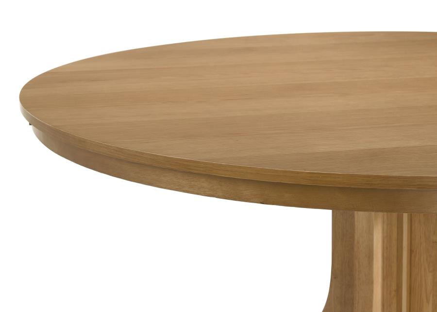 Home & Sleep Outlet - Hartville 5-piece Round Dining Table Set Natural Light Brown