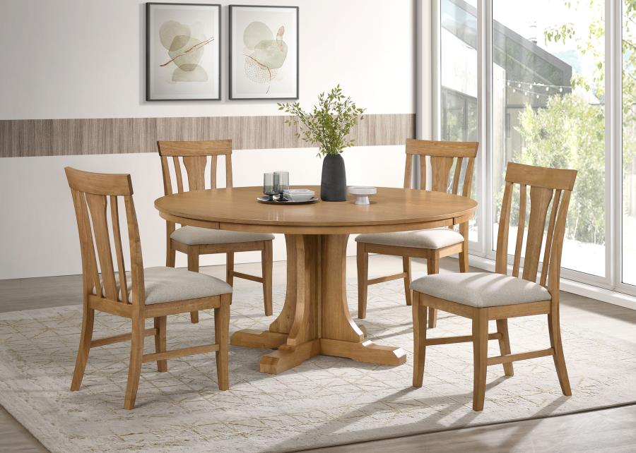 Home & Sleep Outlet - Hartville 60-inch Round Dining Table Natural Light Brown