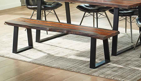Ditman Live Edge Wood Dining Bench Grey Sheesham