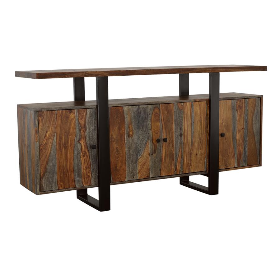 Home & Sleep Outlet - Ditman 4-door Solid Wood Sideboard Buffet Grey Sheesham
