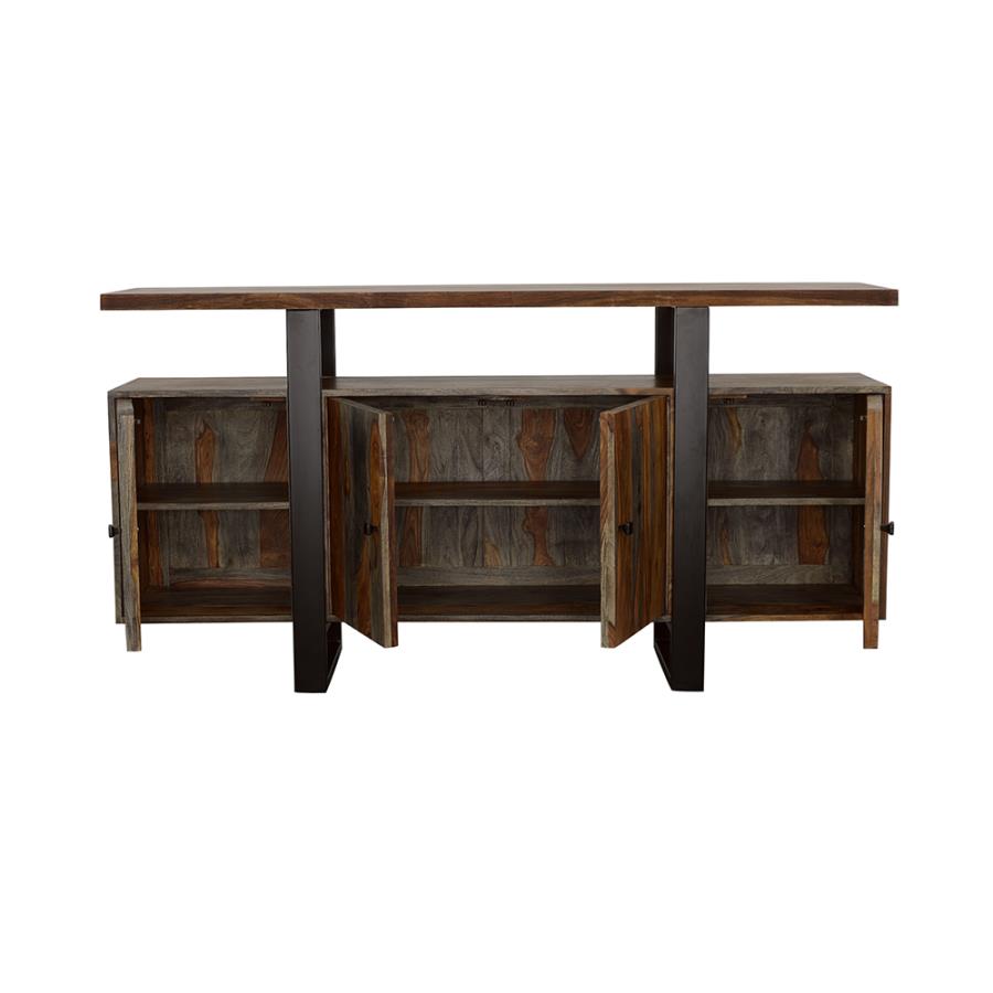 Home & Sleep Outlet - Ditman 4-door Solid Wood Sideboard Buffet Grey Sheesham