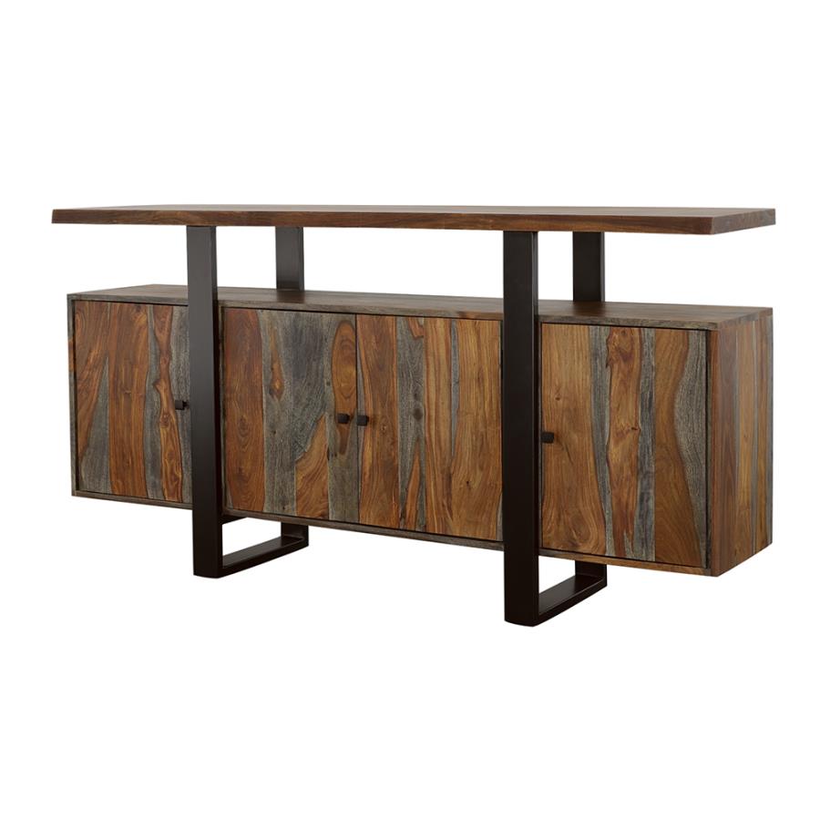 Home & Sleep Outlet - Ditman 4-door Solid Wood Sideboard Buffet Grey Sheesham