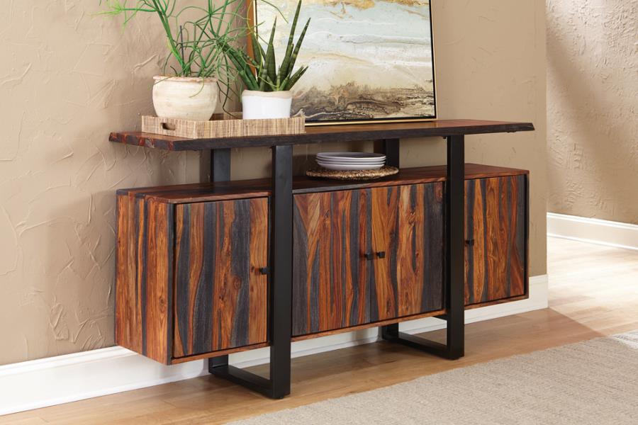 Home & Sleep Outlet - Ditman 4-door Solid Wood Sideboard Buffet Grey Sheesham