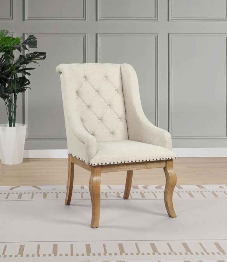 Brockway Upholstered Arm Chair Barley Brown (Set of 2)