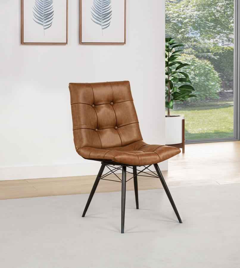 Aiken Faux Leather Upholstered Dining Side Chair Saddle Brown (Set of 4)