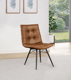 Home & Sleep Outlet - Aiken Faux Leather Upholstered Dining Side Chair Saddle Brown (Set of 4)