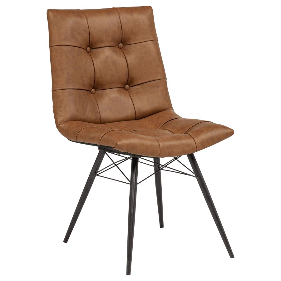 Home & Sleep Outlet - Aiken Faux Leather Upholstered Dining Side Chair Saddle Brown (Set of 4)