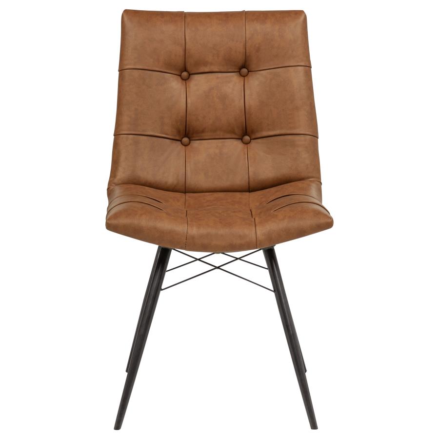 Home & Sleep Outlet - Aiken Faux Leather Upholstered Dining Side Chair Saddle Brown (Set of 4)
