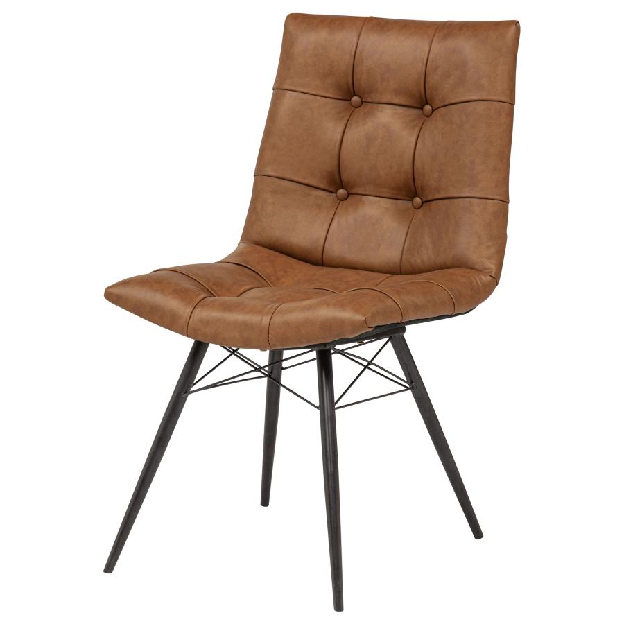 Home & Sleep Outlet - Aiken Faux Leather Upholstered Dining Side Chair Saddle Brown (Set of 4)
