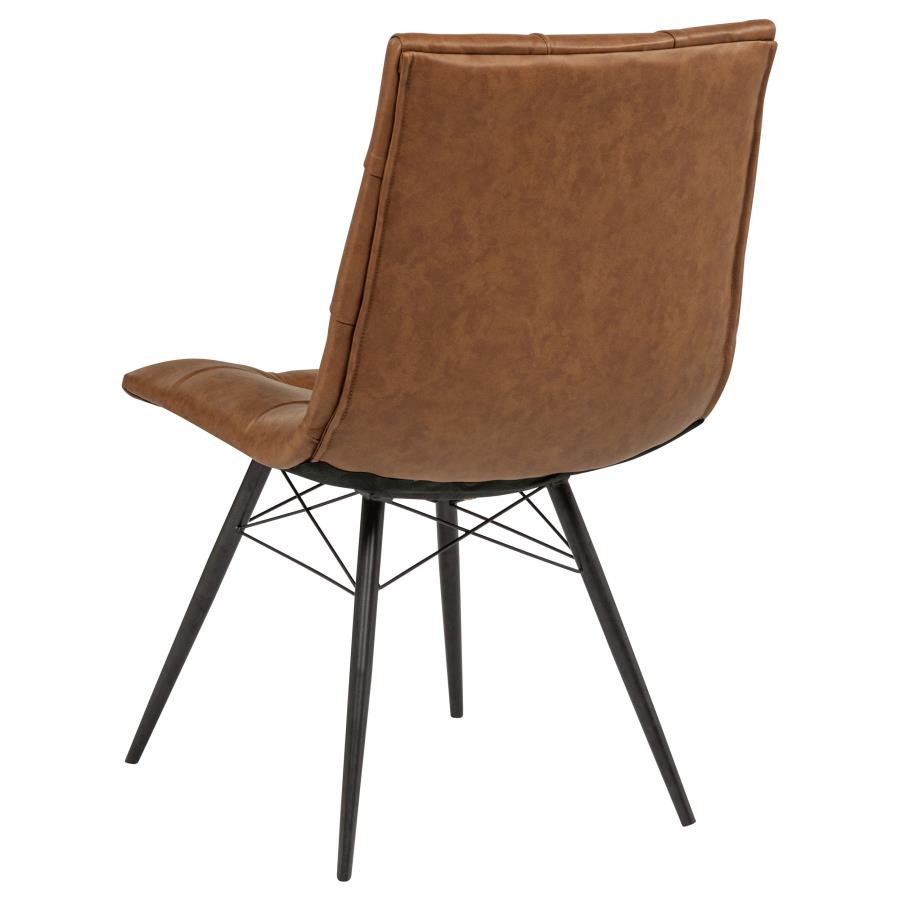Home & Sleep Outlet - Aiken Faux Leather Upholstered Dining Side Chair Saddle Brown (Set of 4)