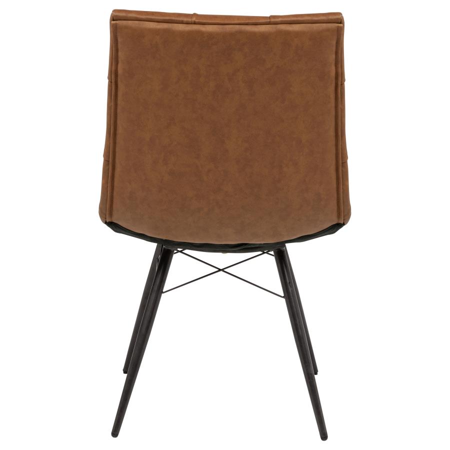 Home & Sleep Outlet - Aiken Faux Leather Upholstered Dining Side Chair Saddle Brown (Set of 4)