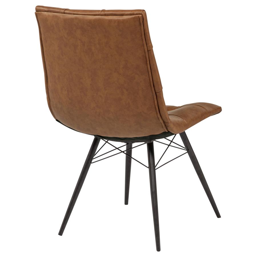 Home & Sleep Outlet - Aiken Faux Leather Upholstered Dining Side Chair Saddle Brown (Set of 4)