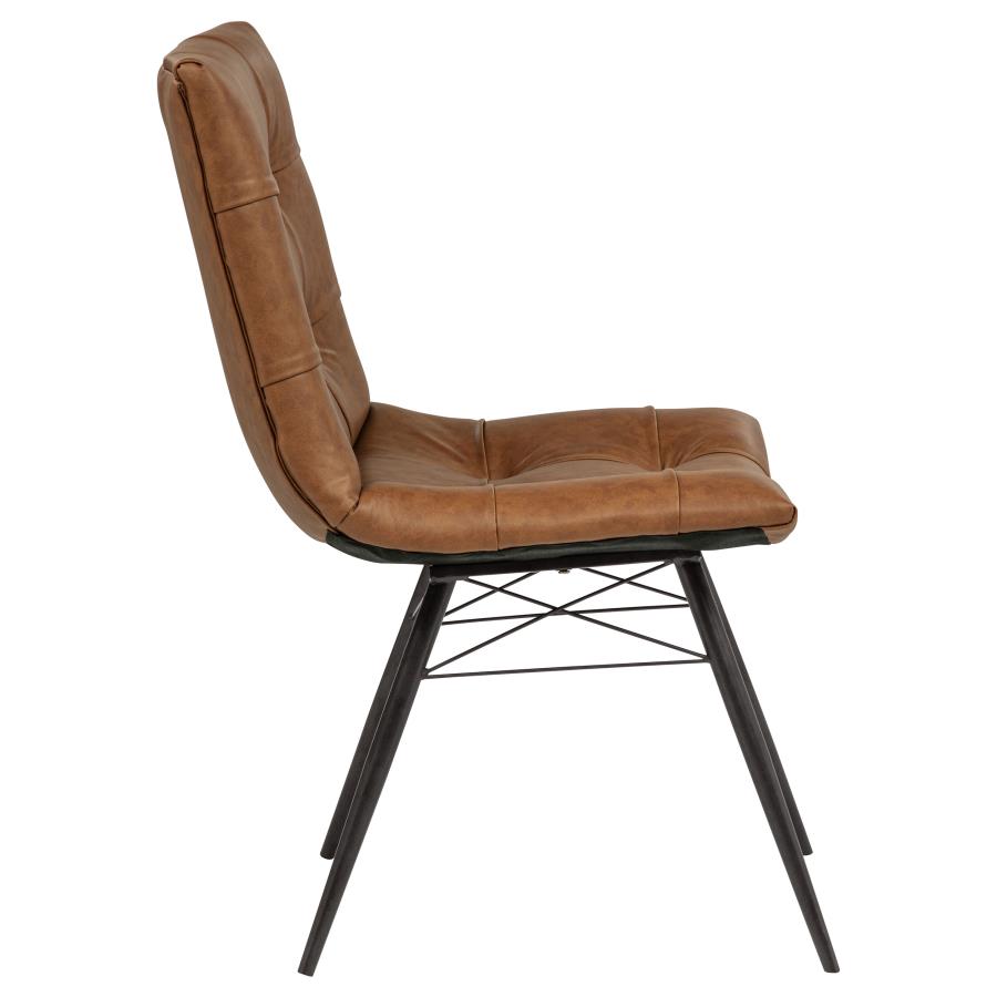 Home & Sleep Outlet - Aiken Faux Leather Upholstered Dining Side Chair Saddle Brown (Set of 4)
