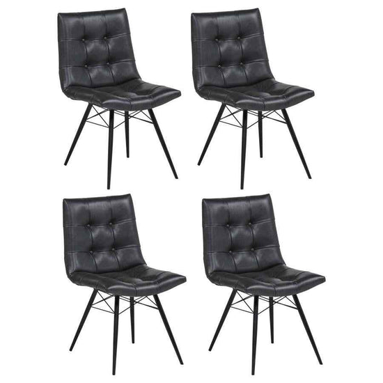 Aiken Faux Leather Upholstered Dining Side Chair Charcoal Grey (Set of 4)