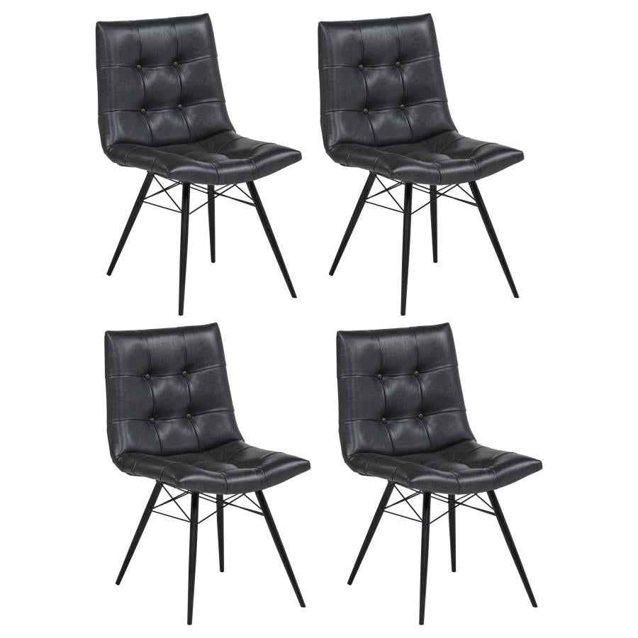 Aiken Faux Leather Upholstered Dining Side Chair Charcoal Grey (Set of 4)