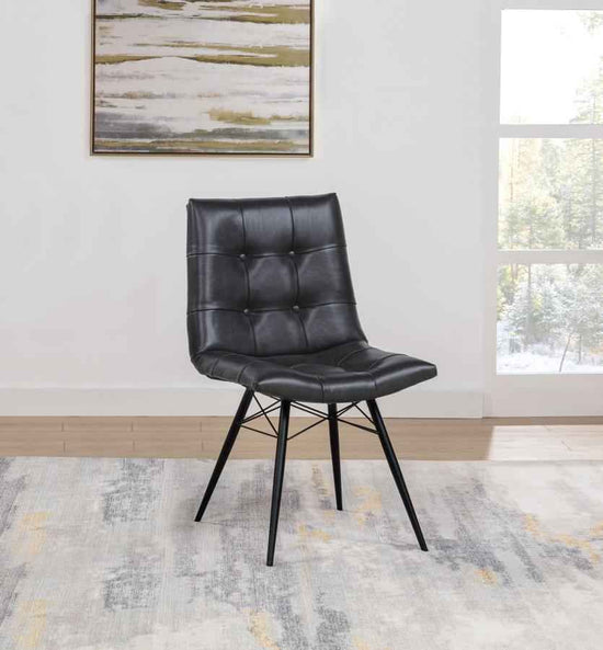Aiken Faux Leather Upholstered Dining Side Chair Charcoal Grey (Set of 4)