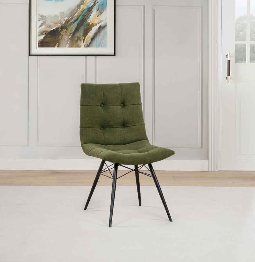 Aiken Fabric Upholstered Dining Side Chair Saddle Forest Green (Set of 4)