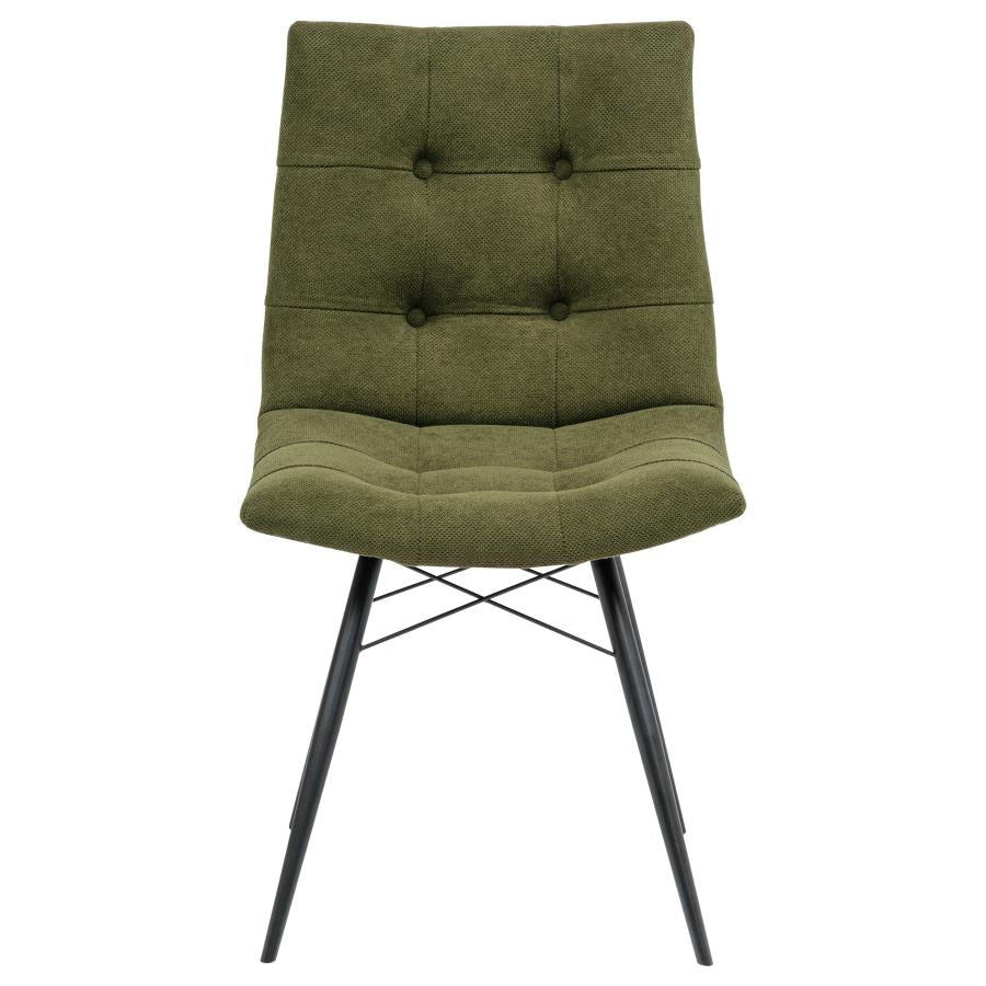 Home & Sleep Outlet - Aiken Fabric Upholstered Dining Side Chair Saddle Forest Green (Set of 4)
