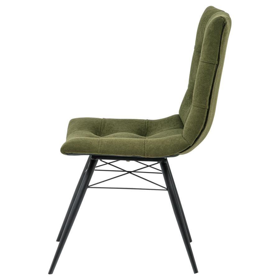 Home & Sleep Outlet - Aiken Fabric Upholstered Dining Side Chair Saddle Forest Green (Set of 4)