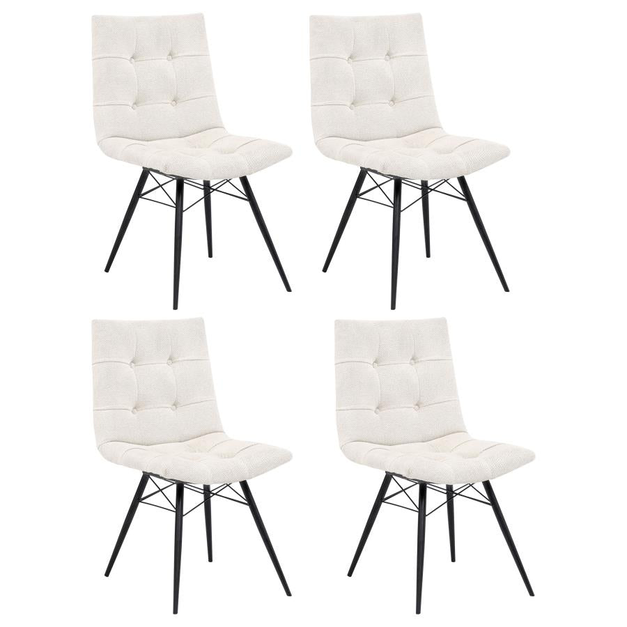 Home & Sleep Outlet - Aiken Fabric Upholstered Dining Side Chair Saddle Stone White (Set of 4)