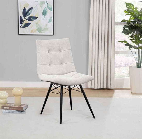 Aiken Fabric Upholstered Dining Side Chair Saddle Stone White (Set of 4)