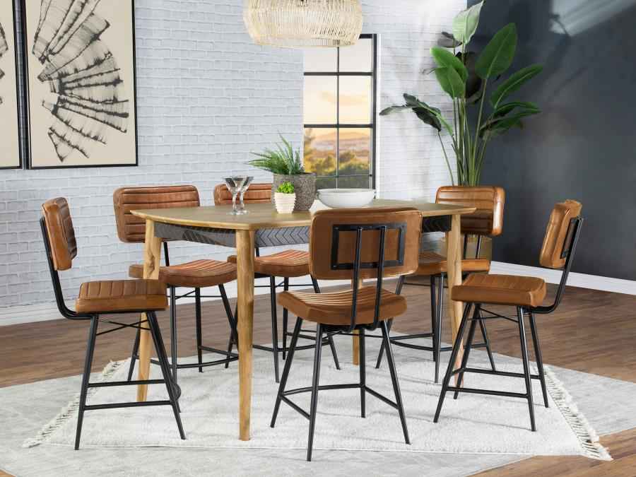 Partridge 7-piece Counter Dining Set Sheesham and Camel