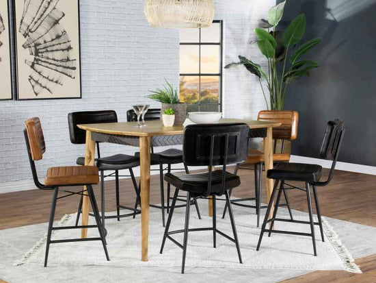 Partridge 7-piece Counter Dining Set Espresso and Camel