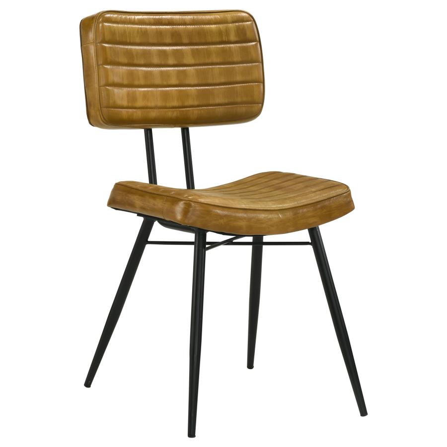 Home & Sleep Outlet - Misty Leather Upholstered Dining Side Chair Camel (Set of 2)