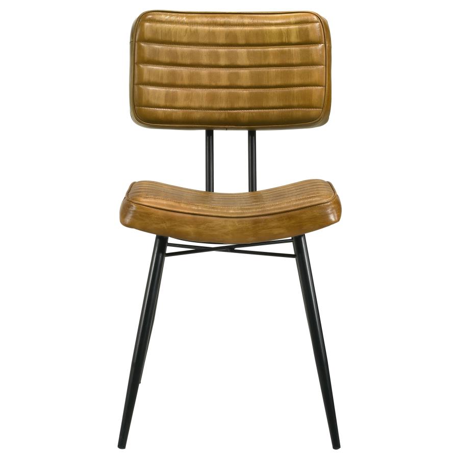 Home & Sleep Outlet - Misty Leather Upholstered Dining Side Chair Camel (Set of 2)