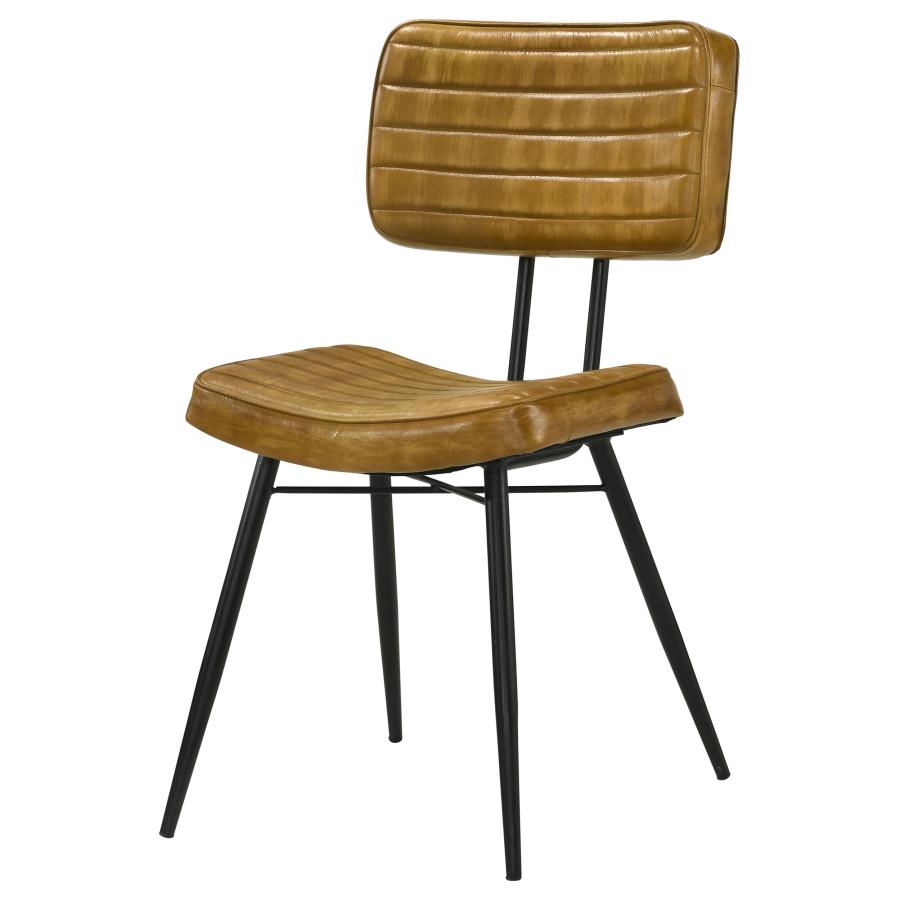 Home & Sleep Outlet - Misty Leather Upholstered Dining Side Chair Camel (Set of 2)