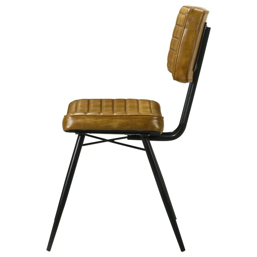 Home & Sleep Outlet - Misty Leather Upholstered Dining Side Chair Camel (Set of 2)
