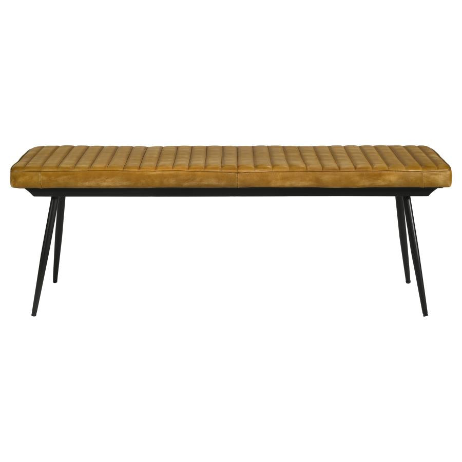 Home & Sleep Outlet - Misty Leather Upholstered Dining Bench Antique Camel