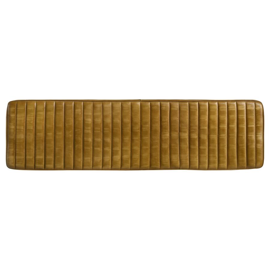 Home & Sleep Outlet - Misty Leather Upholstered Dining Bench Antique Camel